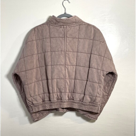 Free People Dolman Quilted Knit Jacket Oversized Zip-up Champange Diamonds Small - Picture 4 of 12